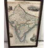 ( 157A) Antique Original 19 th Colonial Map - a c. 1854 hand coloured and frames map of ? British