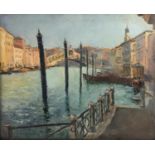 Piero Sansalvadore (1892-1955) Oil on panel ? Venezia: Impressione sul Canal Grande ( Rialto)?