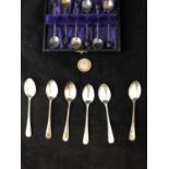 Cased Coffee Bean spoons etc. - a cased set of coffee bean ended spoons , Chester 1930 by A Wilcox