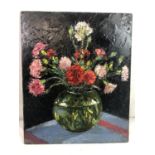 Piero Sansalvadore (1892-1955) Oil on panel Still life of Carnations Signed and dated ? 1948?