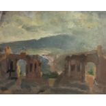 Piero Sansalvadore (1892-1955) Oil on panel Roman Ruins Signed and dated ?1923? lower right Framed