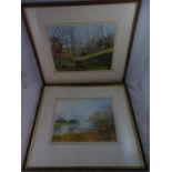 Ken Messer (1931-2018) Watercolour x 2 ?Thames Above Abingdon ? ?In Turville Woods? Signed lower and