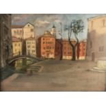 Piero Sansalvadore (1892-1955) Oil on sketch on panel A view in Venice Bear Rowley Kensington