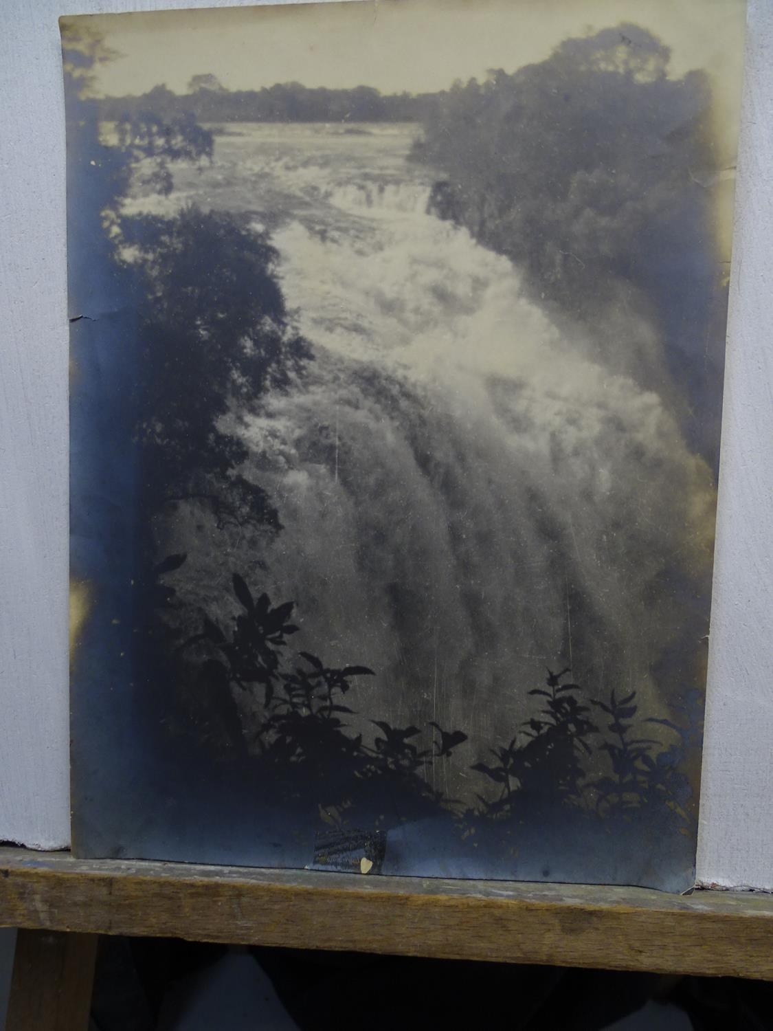 Photograph - an old Silver gelatin photograph labelled verso ? Victoria Falls, Devils Cataract?. - Image 2 of 4