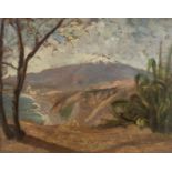 Piero Sansalvadore (1892-1955) Oil on panel A distant view of Vesuvius Signed and dated lower left (