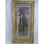 Gordon L Grimwade XX Watercolour Tall Spruce pine trees in the Pre-Raphalite manner Signed lower