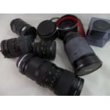 Photography - a quantity of assorted lenses to include: Vivitar 24 mm1:2 Auto Wide- Angle lens,