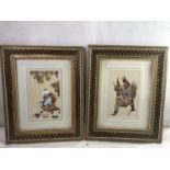Vizagapatam, India - a pair of signed watercolours on faux ivory of figures, signed lower, in a