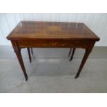 19 th C Rosewood Card table - a late 19 th C inlaid Rosewood card table with fold over top and