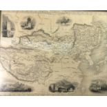 Antique Original 19 th C Map - a c.1851 hand coloured and framed map Map of the northern and western