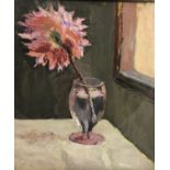 Piero Sansalvadore (1892-1955) Oil on board Still life of a flower in a wine glass Signed and