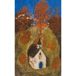 Alfons Walde, Kleine Kirche mit Herbstbäumen