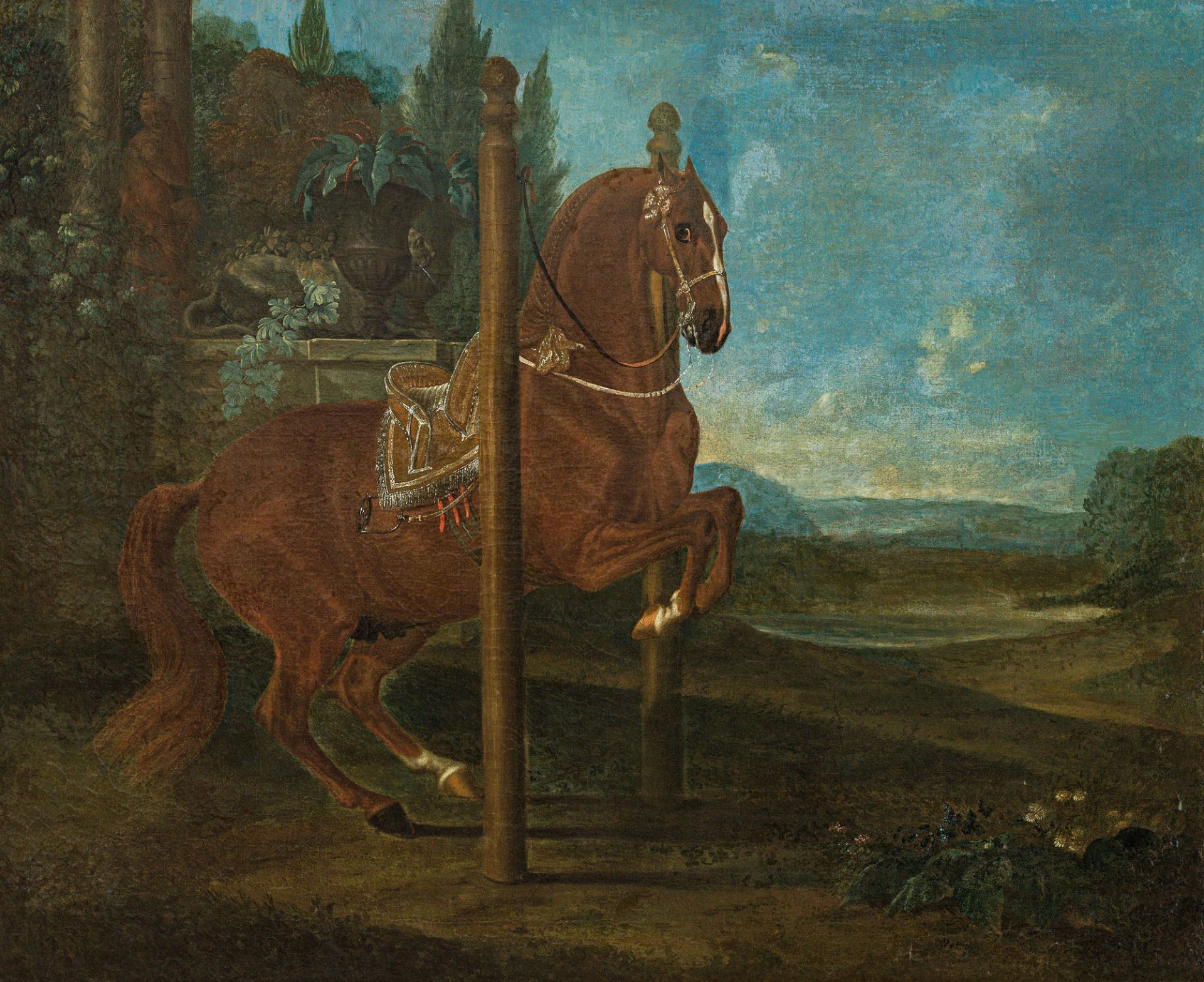 Johann P. Leopold AxtmannHorse in Levadec. 1730oil on canvas49.5 x 61 cmpartly illegibly signed on