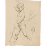 Gustav KlimtNach links schreitender nackter Knabe, Arm-, Hand- und Beinstudien