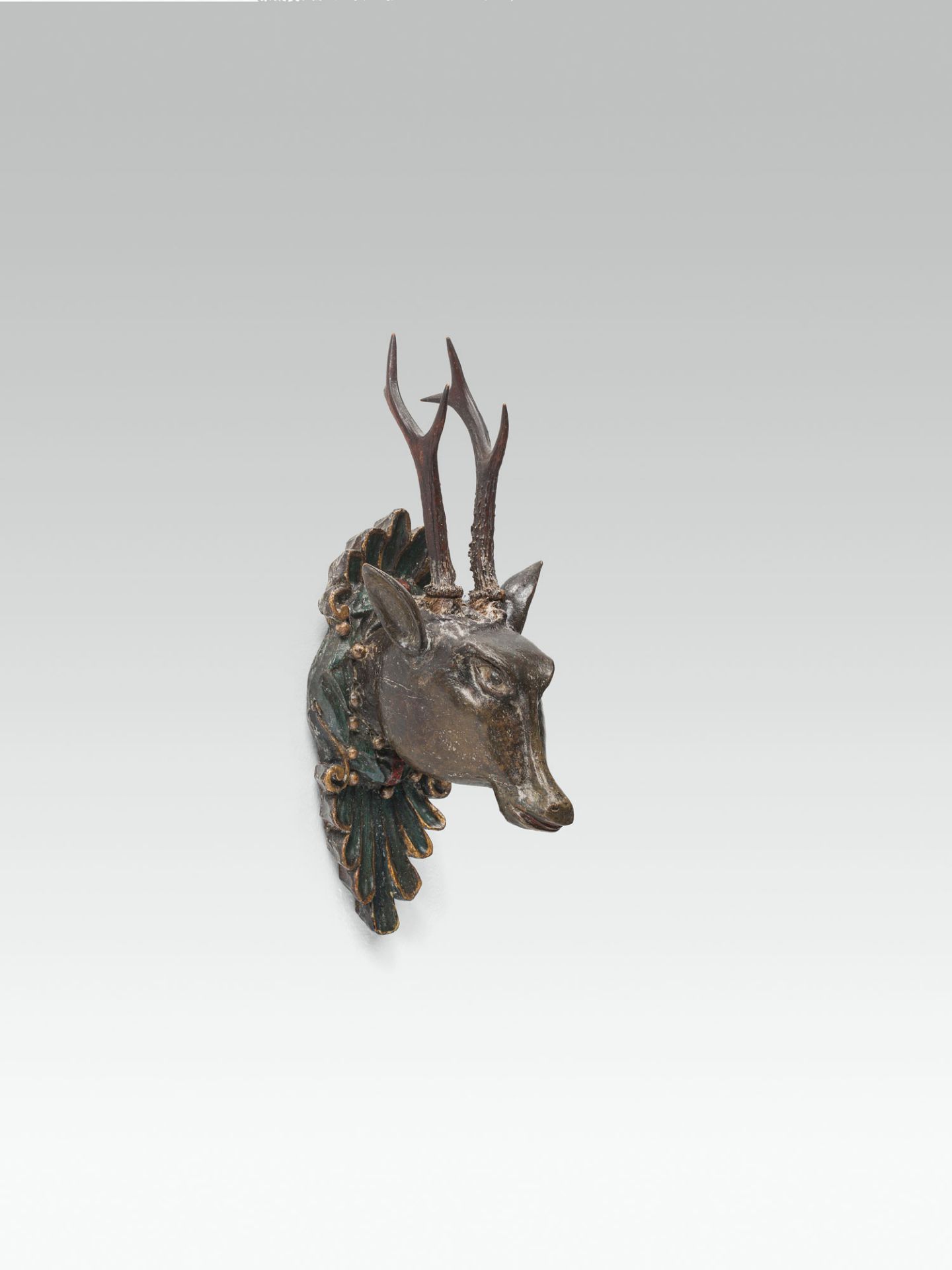 Hunting trophywood, antlers, painted; original colour, old paintwork restoredh. 42.5 cm
