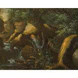 Adriaen van Stalbemt"Waldlandschaft mit Fluss und Baumstumpf" und "Waldlandschaft mit entwur