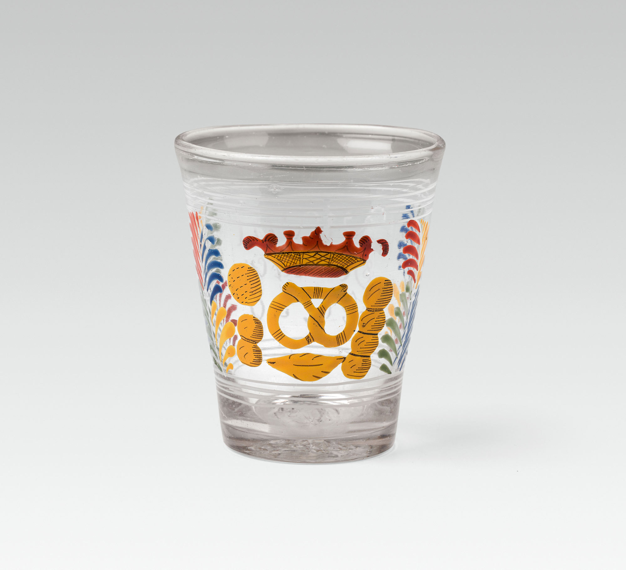 Small Beaker "Bäcker"colourless glass, enamel colour; inscribed and dated on the reverse: "Vivat /