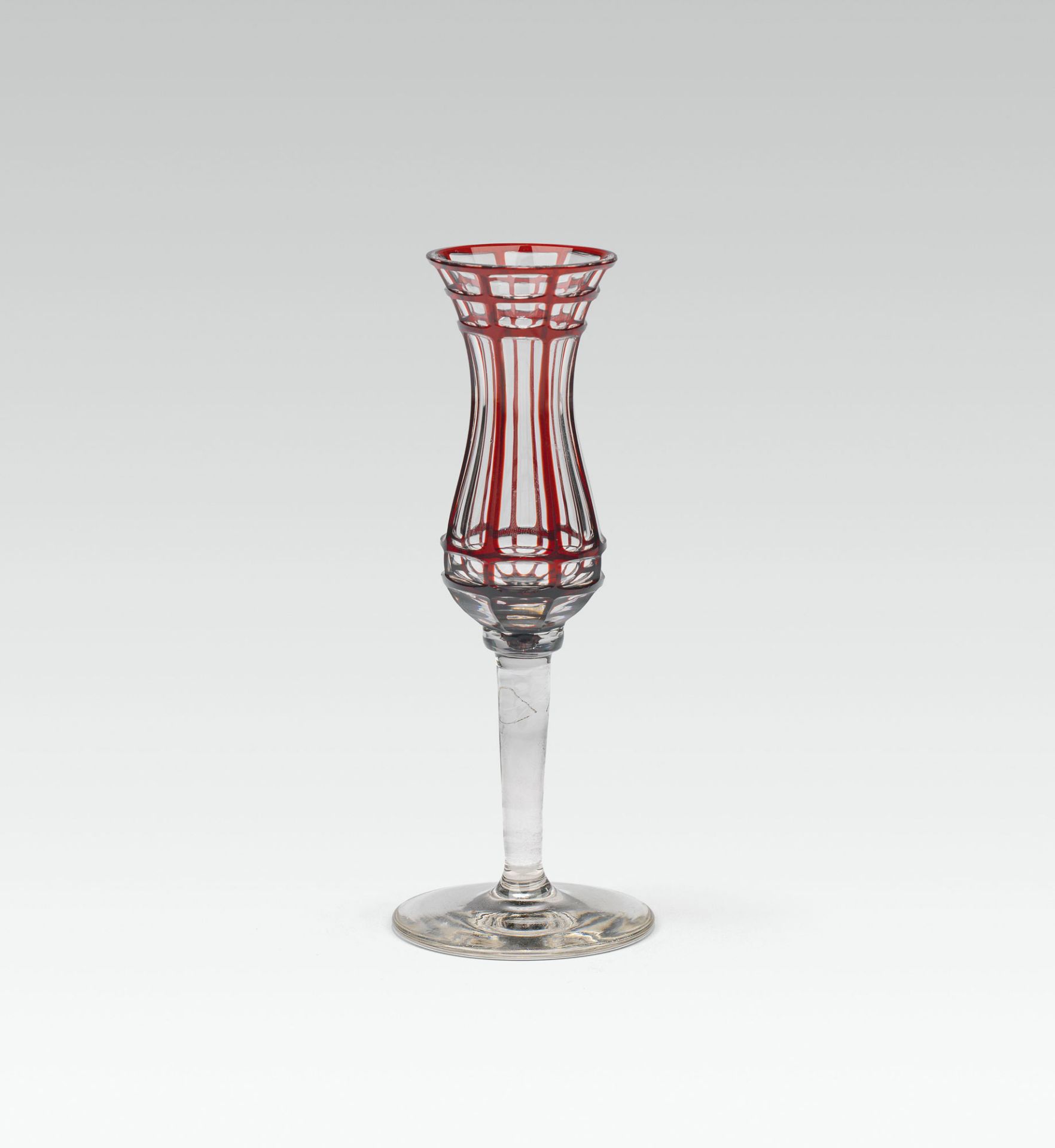 Liqueur glasscolourless glass, overlaid in rubyh. 14.8 cm