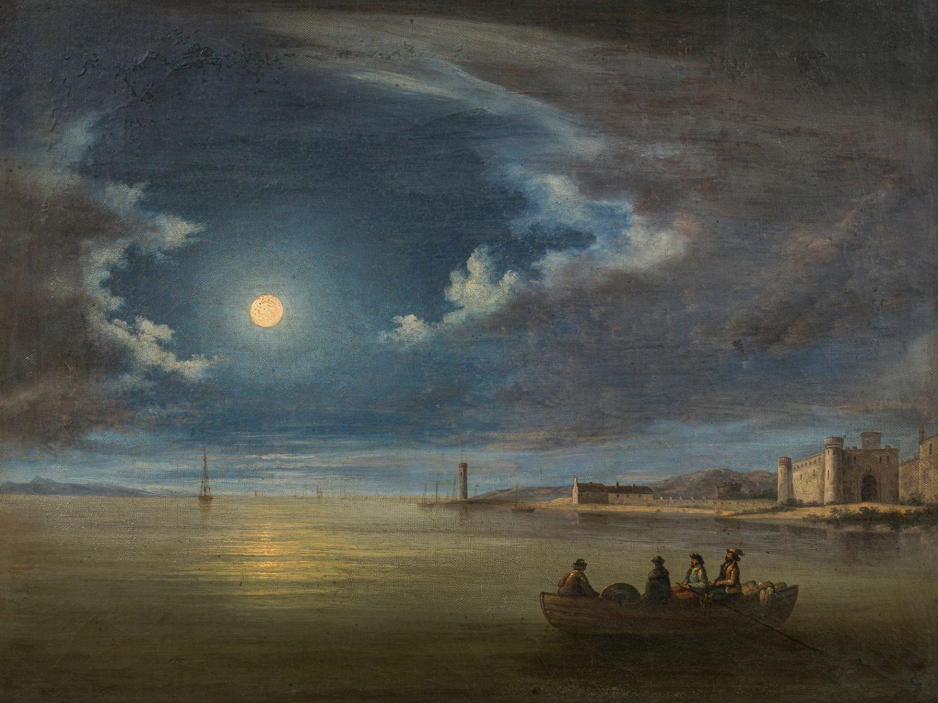 Italian SchoolCoastal scenery in moonlight18/19th centuryoil on canvas45 x 60 cm(according to