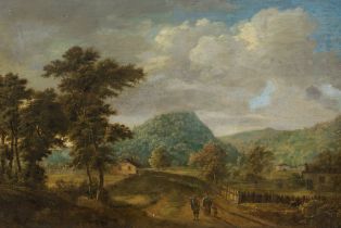 Attributed to Carl Philipp Schallhas, Landscape with hiking family