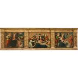Künstler um 1500, Triptychon mit der Geburt, Beweinung und Anbetung Christi