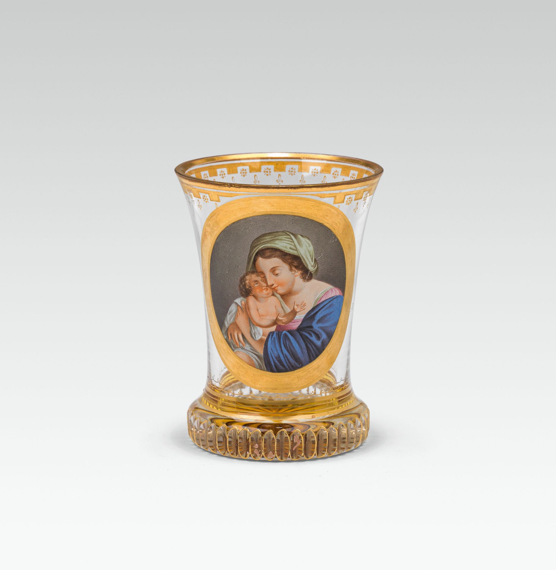 Anton KothgasserBeaker with Madonna colourless glass, partly yellow stained; gold and transparent