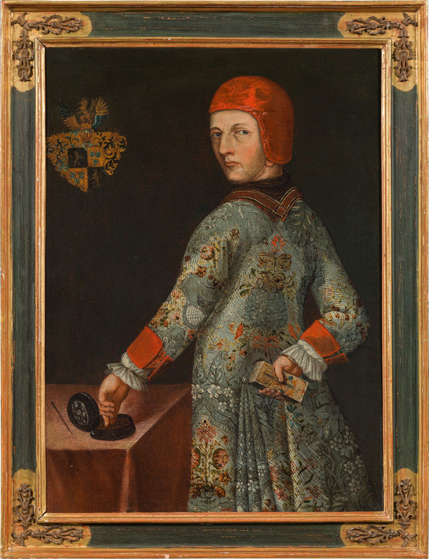 Venetian SchoolPortrait of a nobleman with camauro and brocade cloakprobably 17th centuryoil on - Image 2 of 2