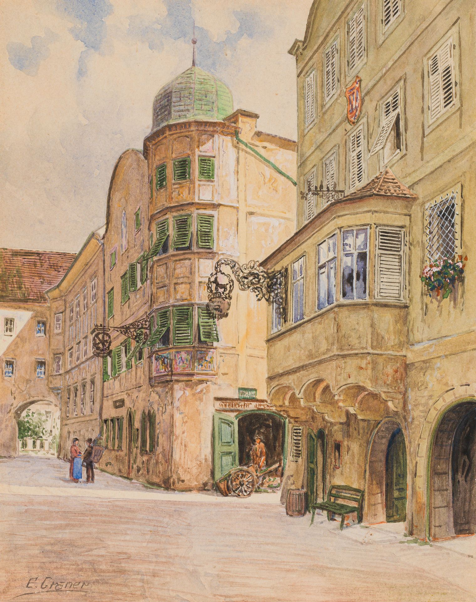 Ernst GranerTyrol, view of the Südtiroler Straße in Rattenbergwatercolour on paper26 x 2.5 cm (cut-