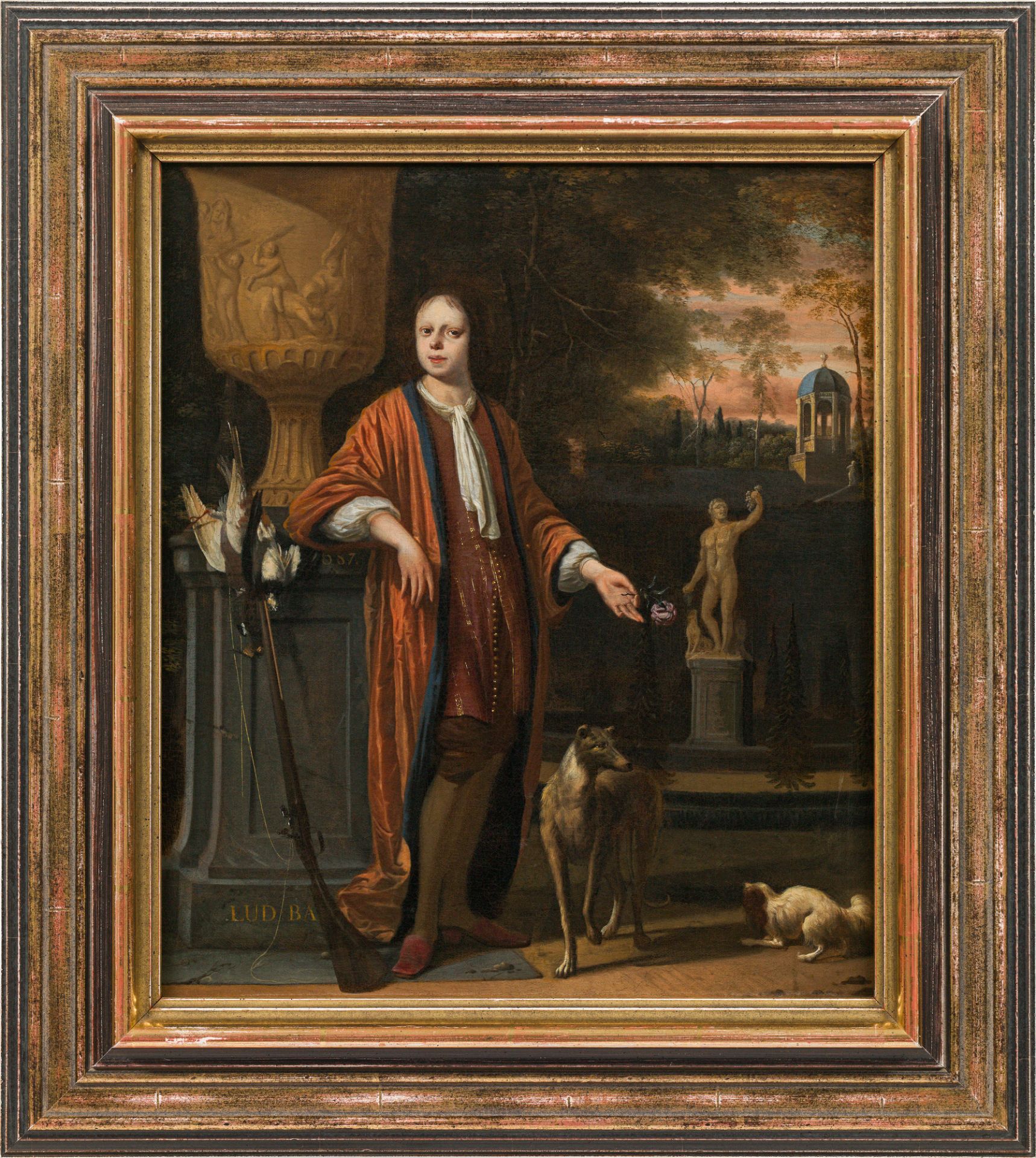 Ludolf BackhuyzenMale portrait ("Self-portrait as a hunter" ?)1687oil on canvas42.5 x 36 cmsigned on - Image 2 of 2