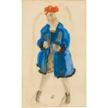 Alfons Walde, Mädchen mit blauem Mantel und roter Masche