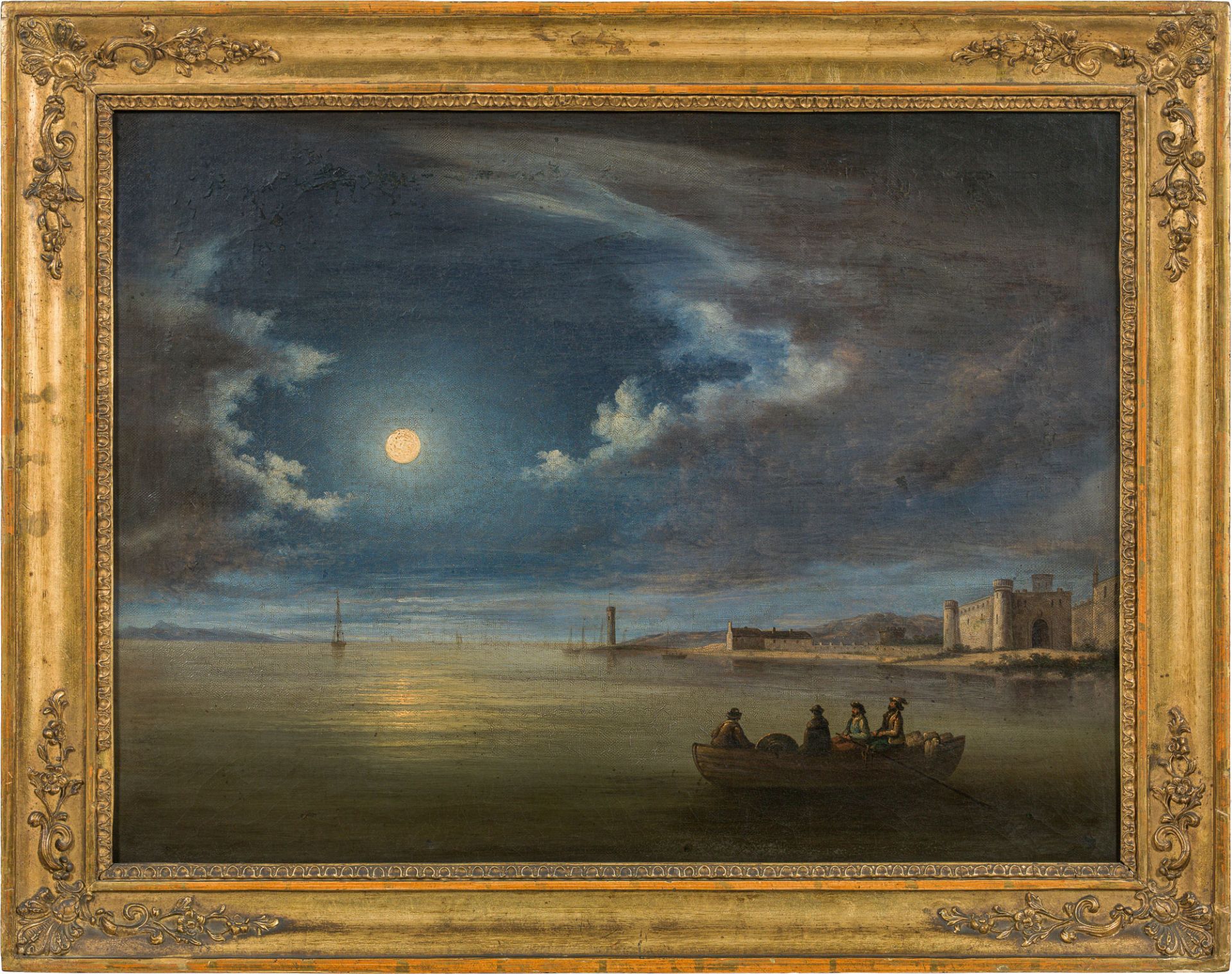 Italian SchoolCoastal scenery in moonlight18/19th centuryoil on canvas45 x 60 cm(according to - Image 2 of 2