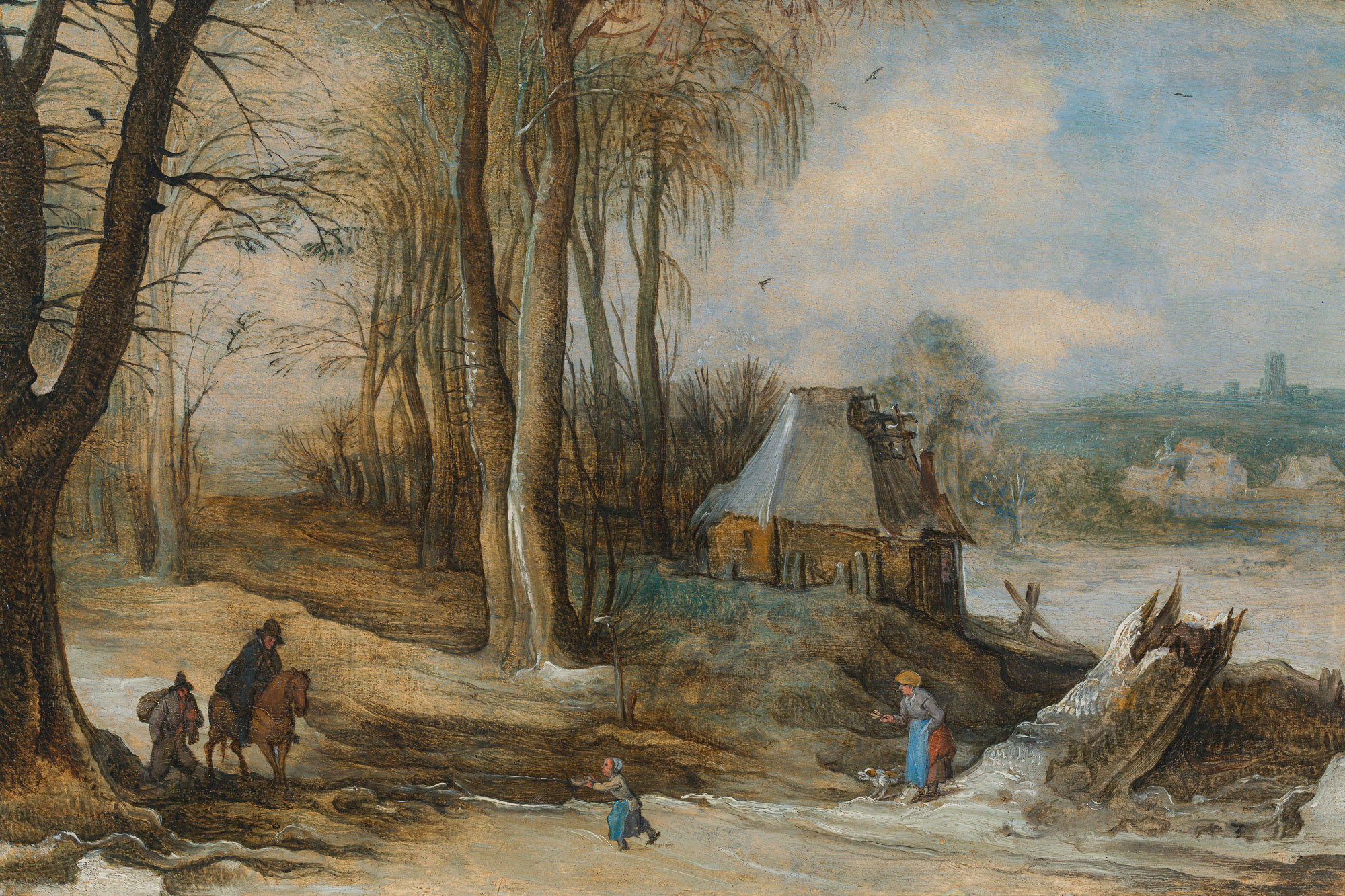 Joos de Momper the Younger and Jan Brueghel the Younger, Winter landscape with a rider returning