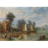 Josef van Bredael, Segelboote am Landungssteg