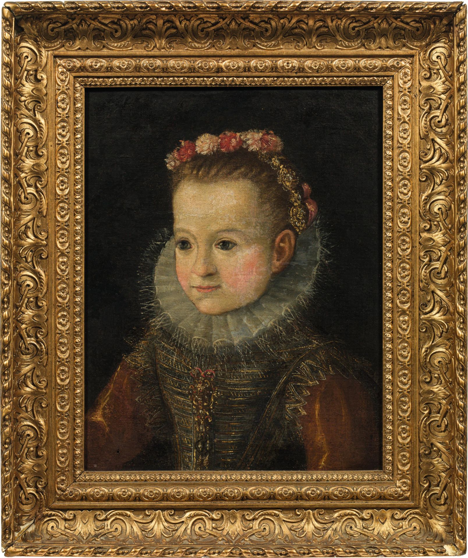 Circle of Jakob Seisenegger, Portrait of a girl with wreath of flowers - Image 2 of 2