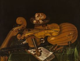 Circle of Evaristo Baschenis, Still life with String Instruments