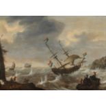 Jacob Adriaensz Bellevois, Schiffe auf rauer See vor einer Felsküste