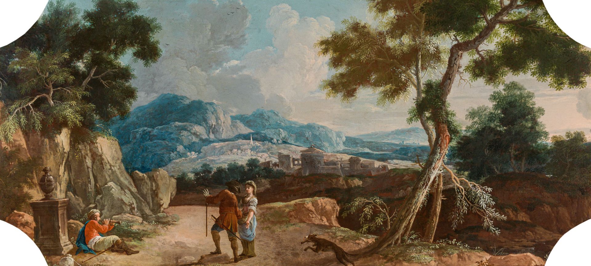 Franz Ignaz Joseph FlurerOverdoor with southern landscapes (3 pieces)c. 1730 oil on canvasje 60 x - Image 4 of 7