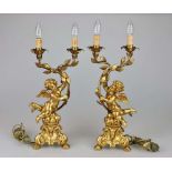 Paar figürliche Leuchter, 20. Jh., Barockstil.