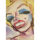 Rolf LUKASCHEWSKI (1947), Gouache, u.re. sign., dat. 89 und betitelt Marilyn, 100x70 cm, gerahmt, Pr
