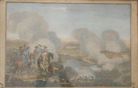 Kupferstich von Friedrich II beim Sturm auf die Festung Glatz 1742.