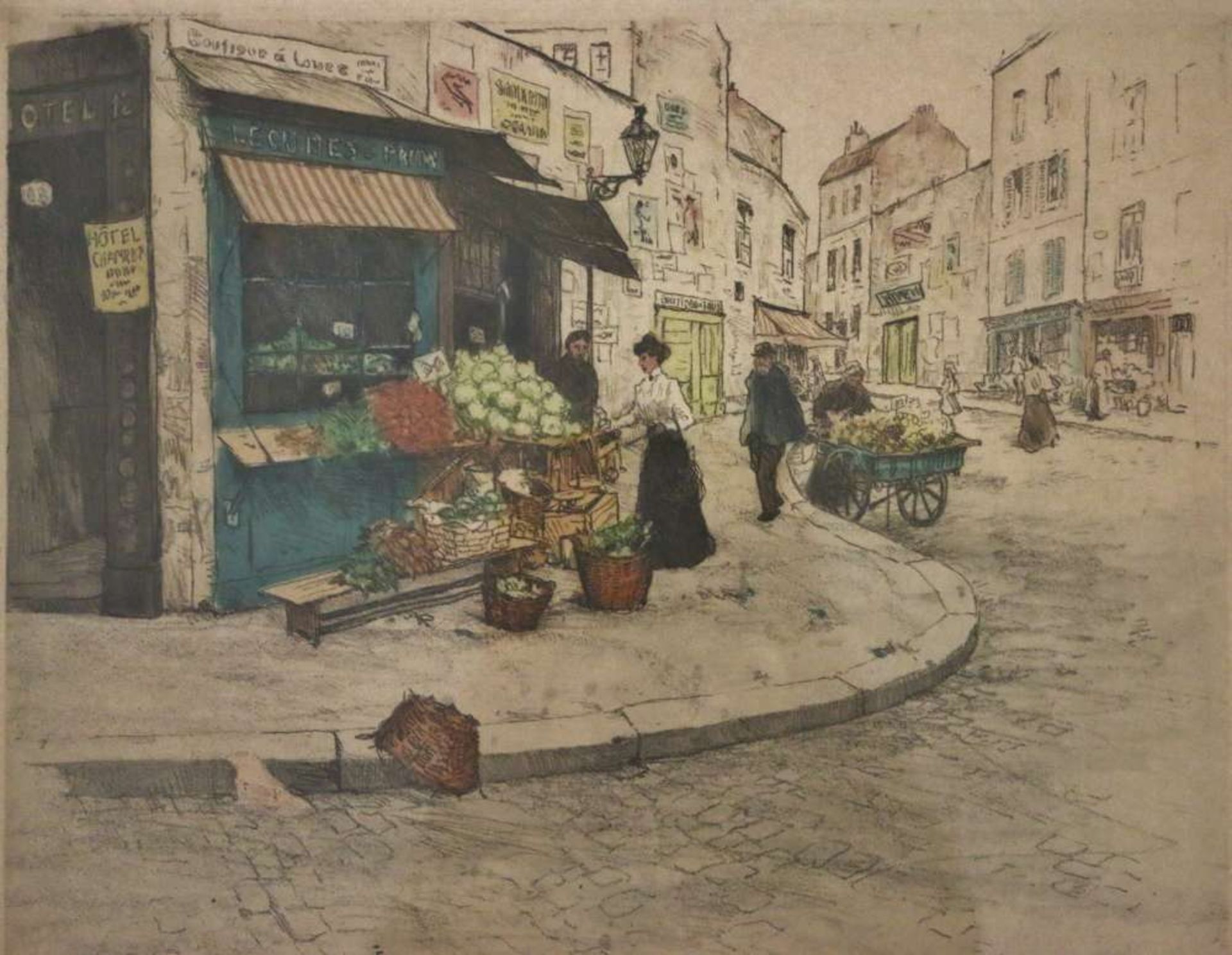 Tavik Frantisek SIMON (1877-1942), Lithographie, Pariser Markt.