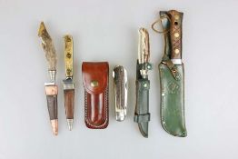 Konvolut von 5 jagdlichen Messern.