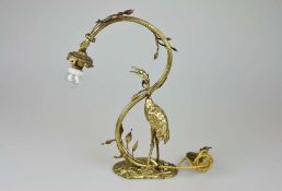 Lampe mit Reiher, 1. H. 20. Jh., Metallguss.