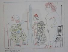 Pablo PICASSO (1881-1973), Farblithographie, ''L'Odalisque et le Clown'' 1954.