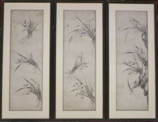 Drei Paneele eines ehemaligen Stellschirms