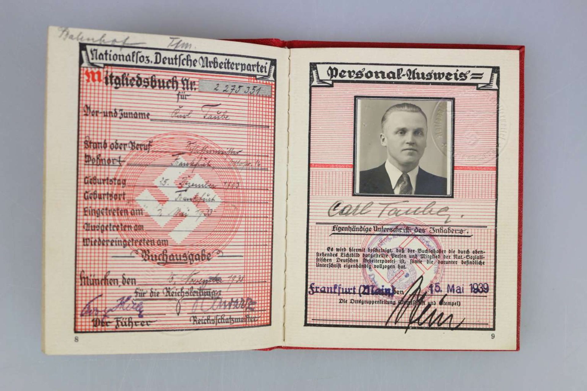 NSDAP - Mitgliedsbuch Nr. 2275351. - Image 3 of 4