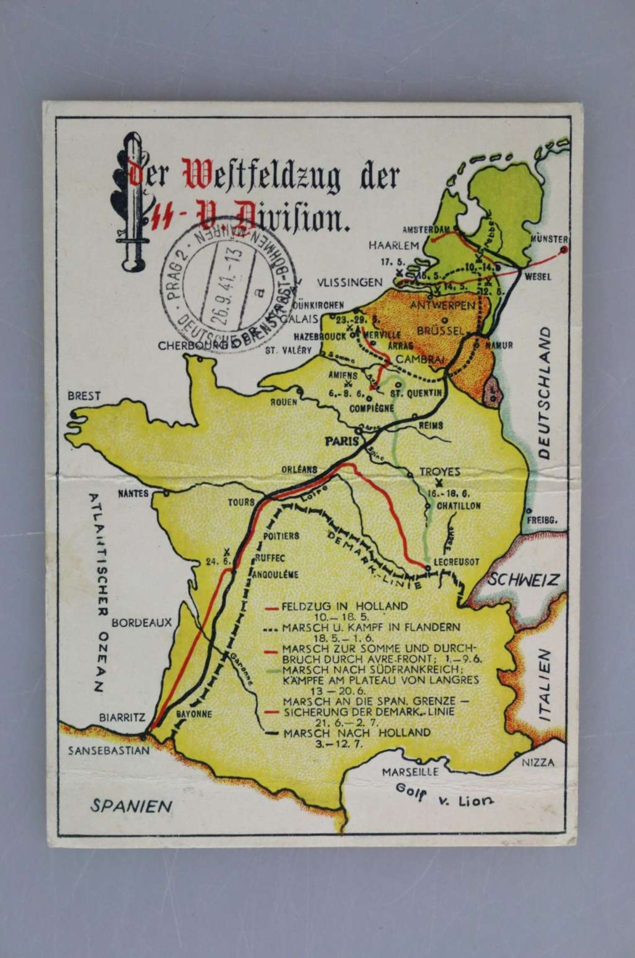 Waffen-SS, farbige Propaganda-Postkarte - Image 2 of 3
