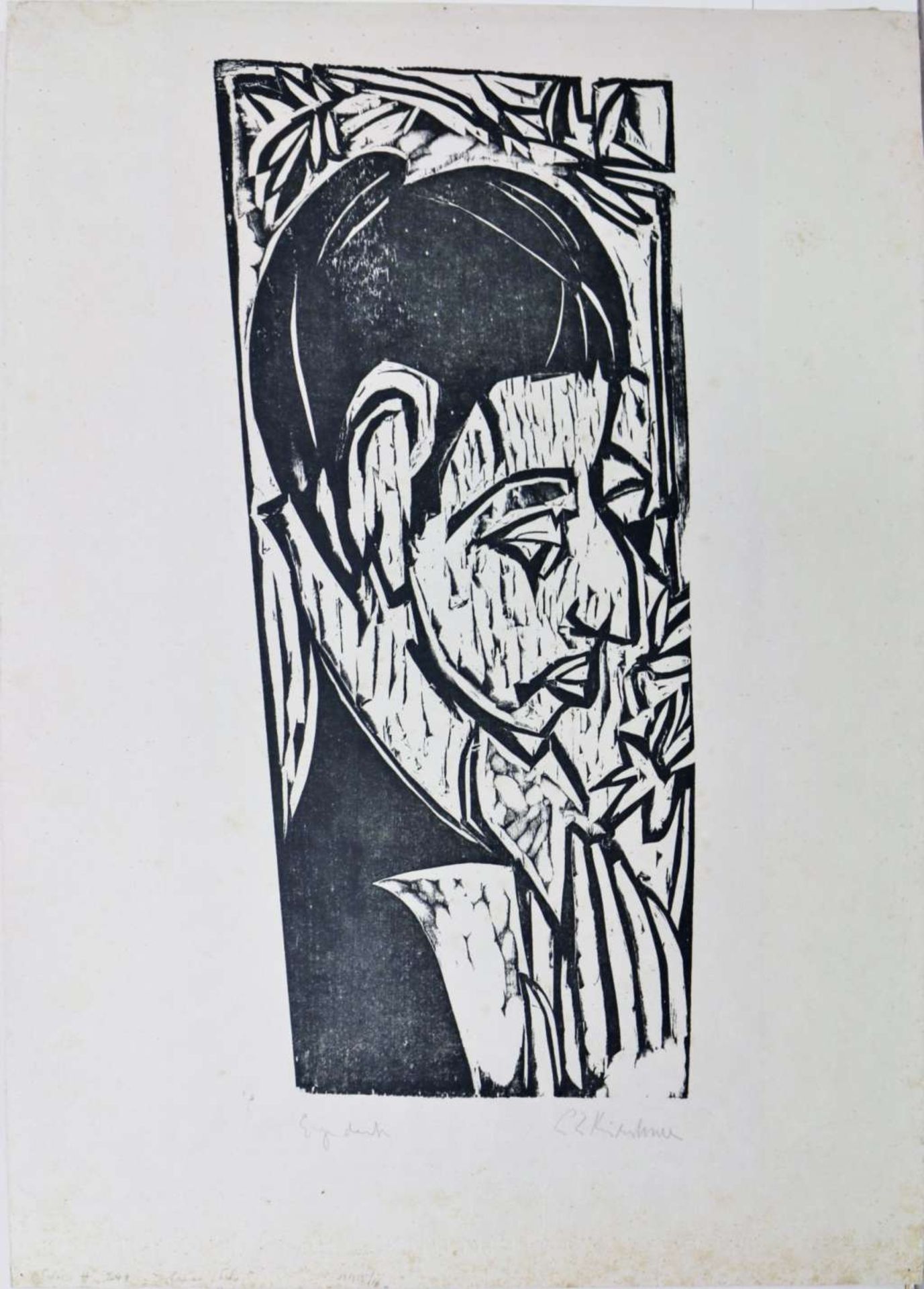 Ernst Ludiwg Kirchner, Holzschnitt, Porträt Frau Schmid - Bild 11 aus 11