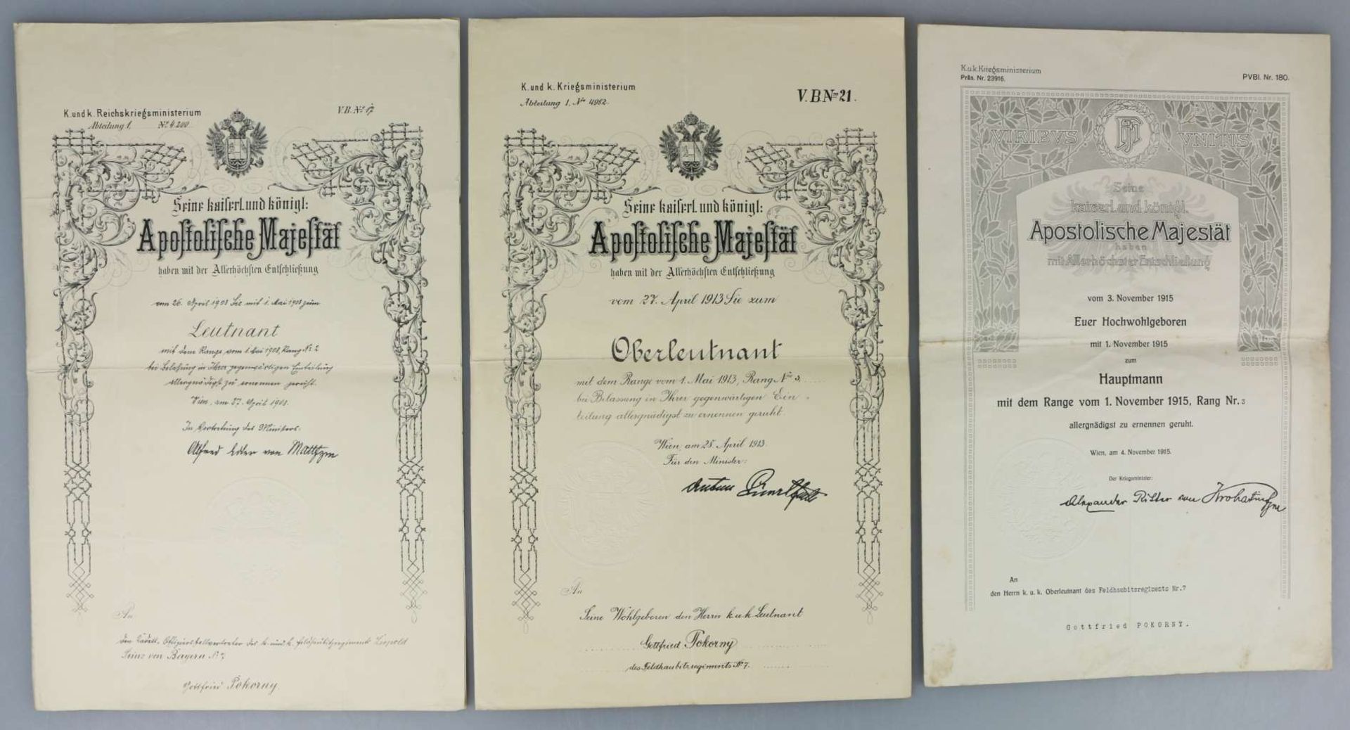 Orden und Urkunden Nachlass des K.u.K. Hauptmannes Gottfried Pokorny - Image 2 of 11