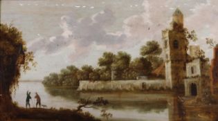 Goyen, Jan van (1596 - 1656), Nachfolge, "Niederländische Flusslandschaft", Öl auf Holz, bezeichn